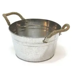 GAVE-PLANTEBALJE METAL RUND MED REB - Gavekurve zink